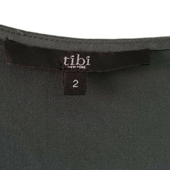 Tibi Dress 2 Dark Green Silk Wrap‎ Cap Sleeve Crepe Pockets Knee-length  Party - Picture 3 of 12